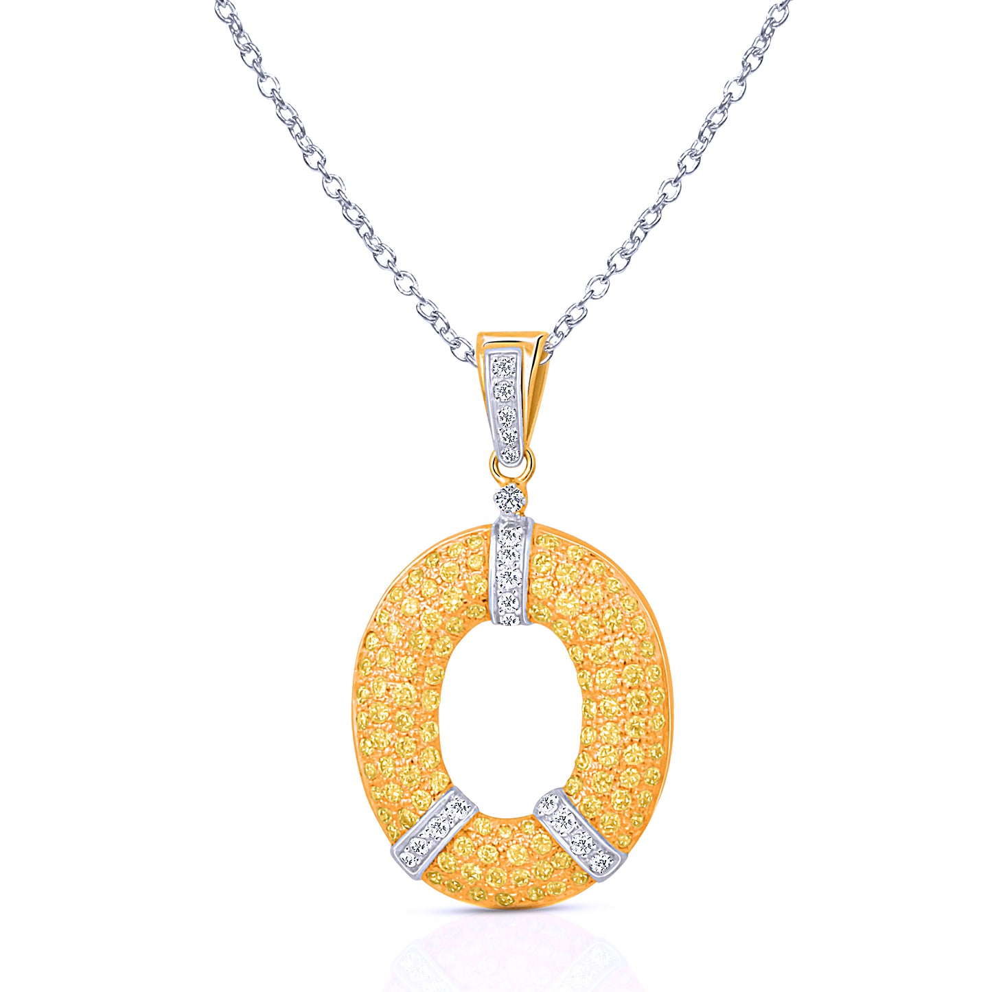 Sunburst Lab-Grown Yellow Sapphire Pendant Necklace