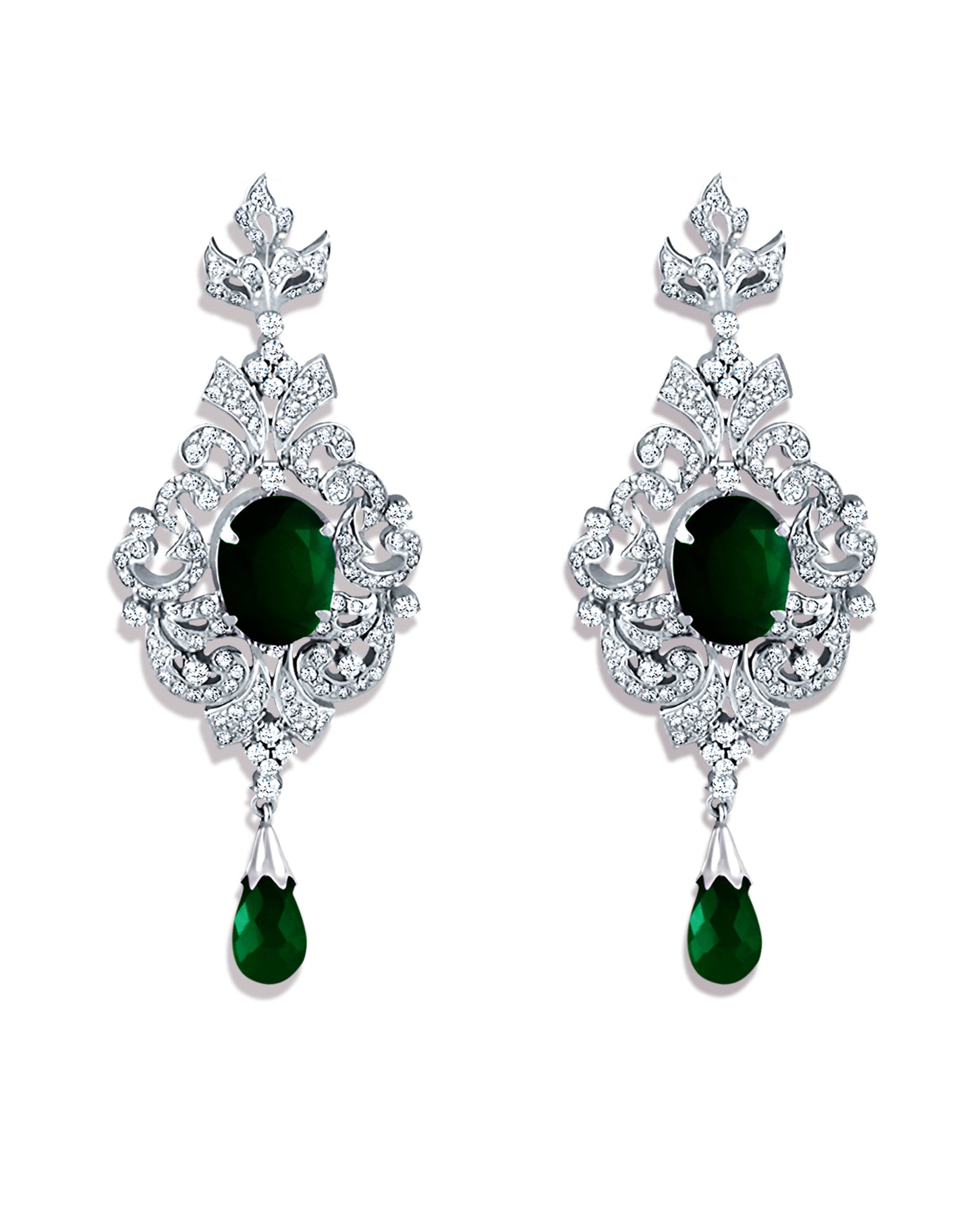 Elegant Emerald Lab-Grown Diamond Earrings